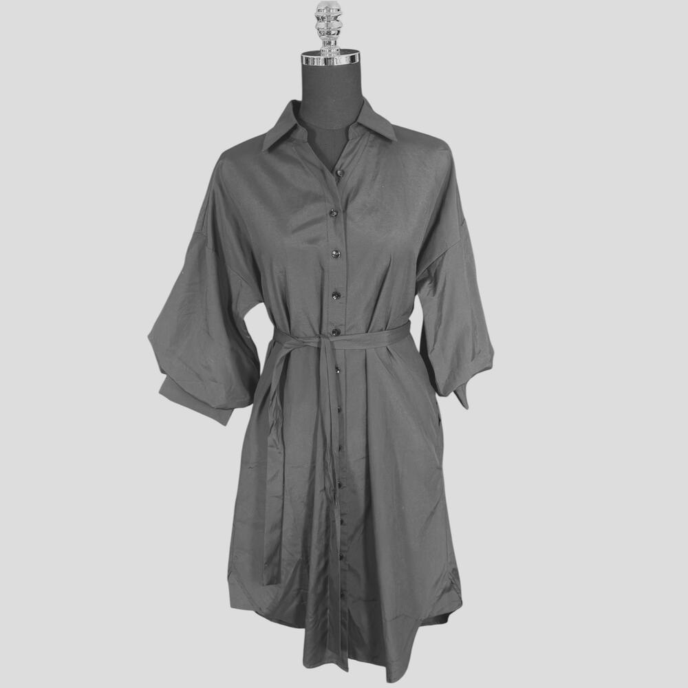 Yakira Bella Lea Dress Black Size S NWT Button Front Belted Shirt Dress - Picture 4 of 8